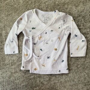 Lila & Jack 3-6M Wrap Top Long Sleeve Jungle Safari Animal Print Baby Shirt‎